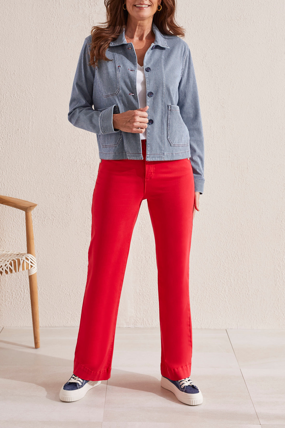 Poppy Red Micro Flare Jeans by Tribal