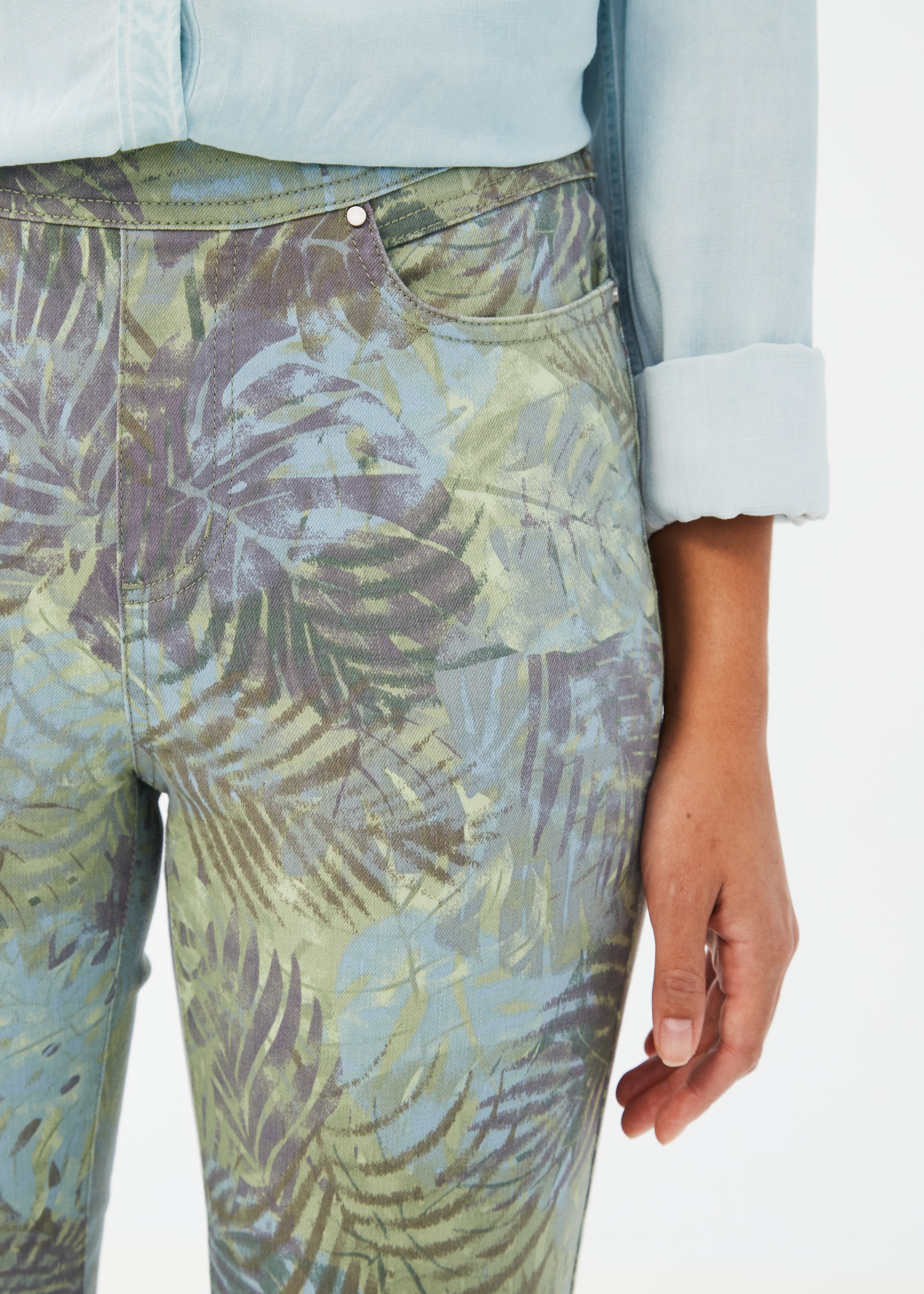 Tropical Printed Slim Crop Pant by FDJ