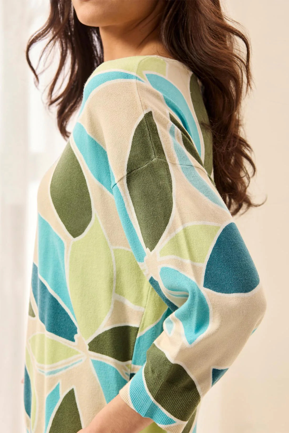 Soft Yarn Three-Quarter Sleeve Crewneck Sweater by Tribal