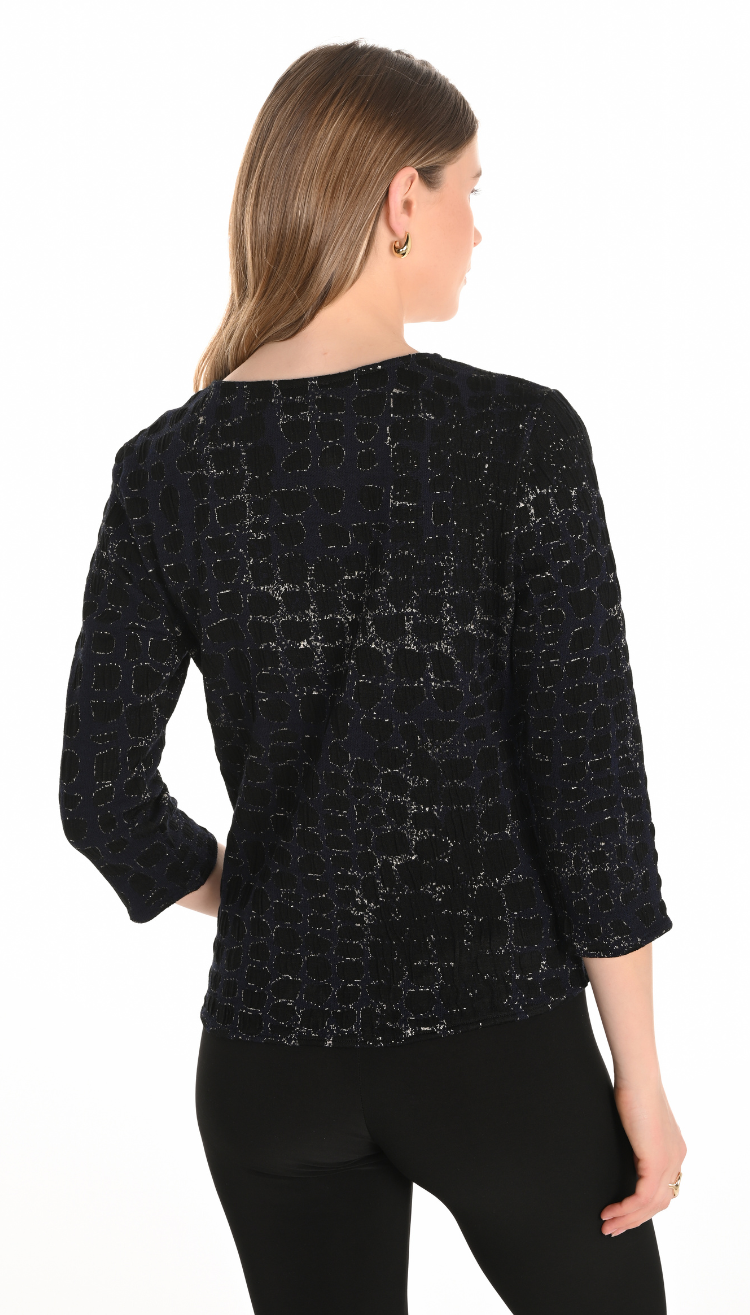 Shadow Print Side Tie Top by Frank Lyman