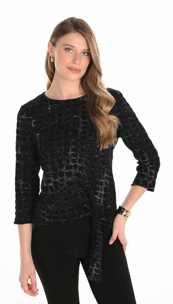 Shadow Print Side Tie Top by Frank Lyman