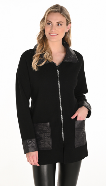 Knit Jacket with Rhinestone Zipper by Frank Lyman