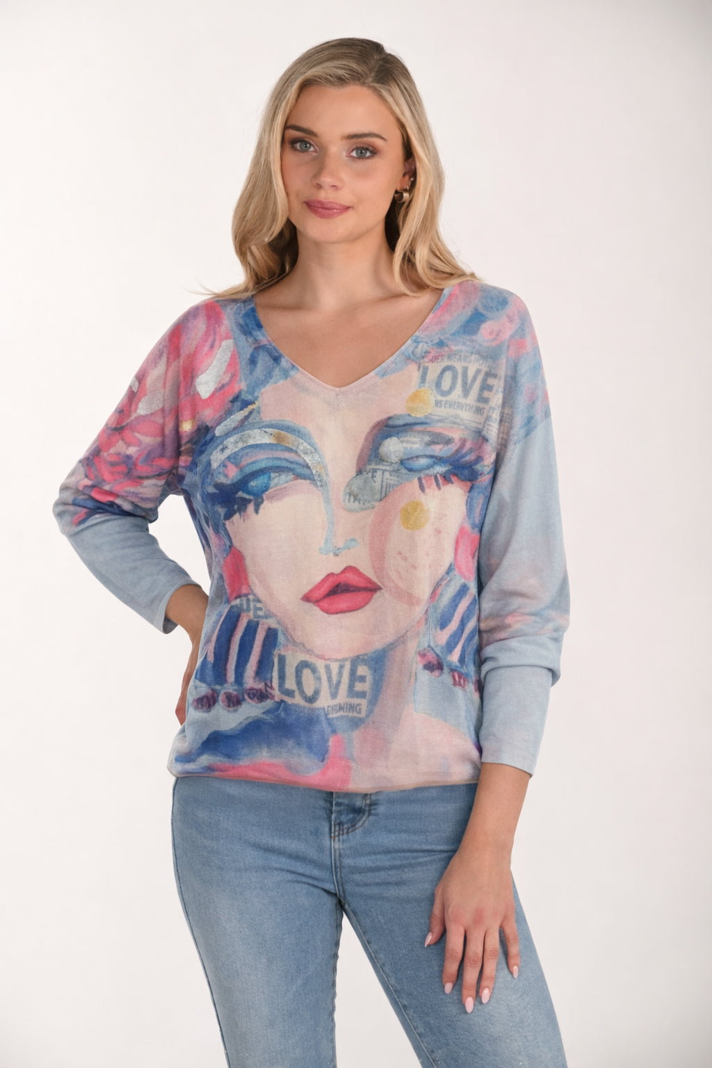 Artful V-neck Sweater by Frank Lyman