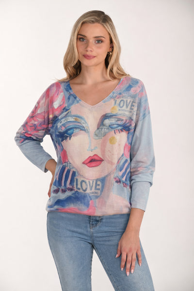 Artful V-neck Sweater by Frank Lyman