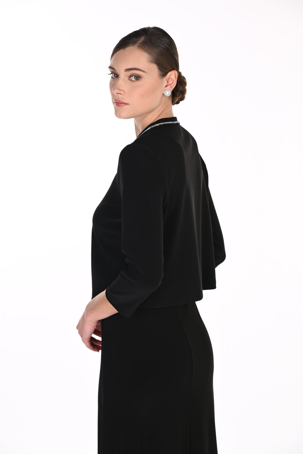 Frank Lyman Jersey Bolero with Rhinestone Trim