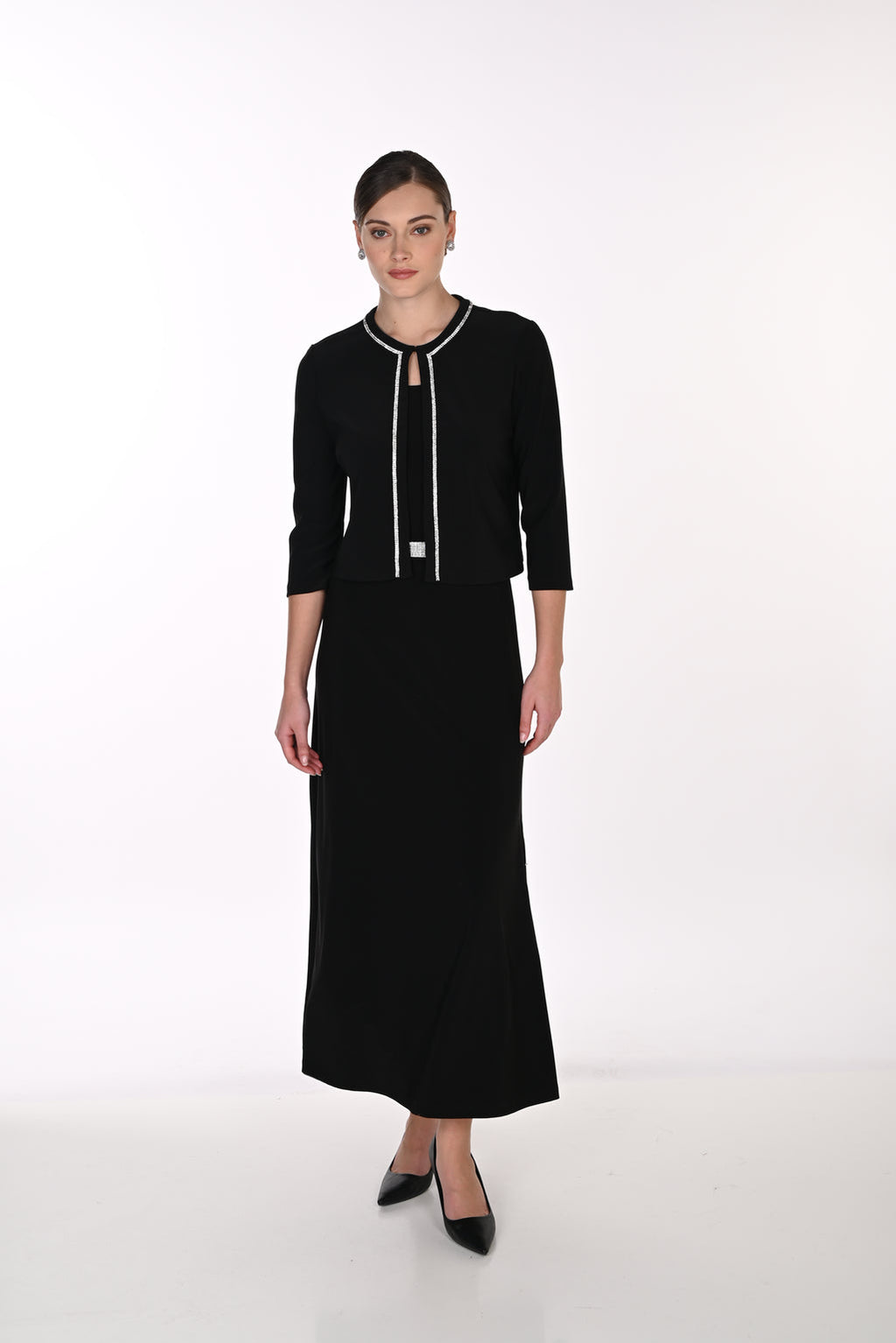 Frank Lyman Jersey Bolero with Rhinestone Trim