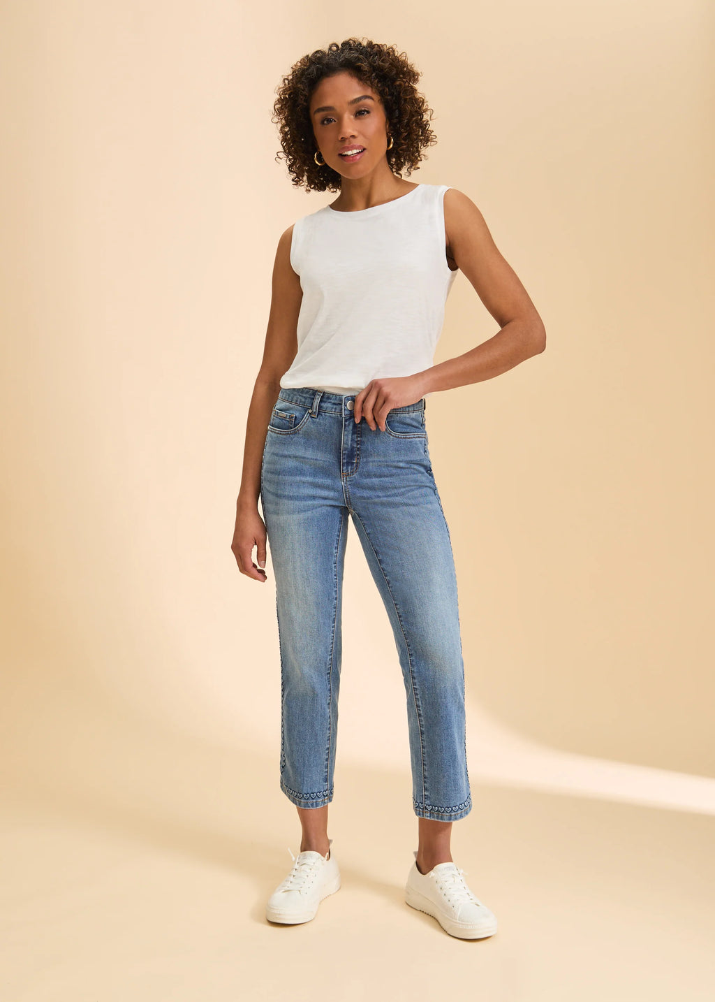 Olivia Straight Crop Denim with Hearts by FDJ