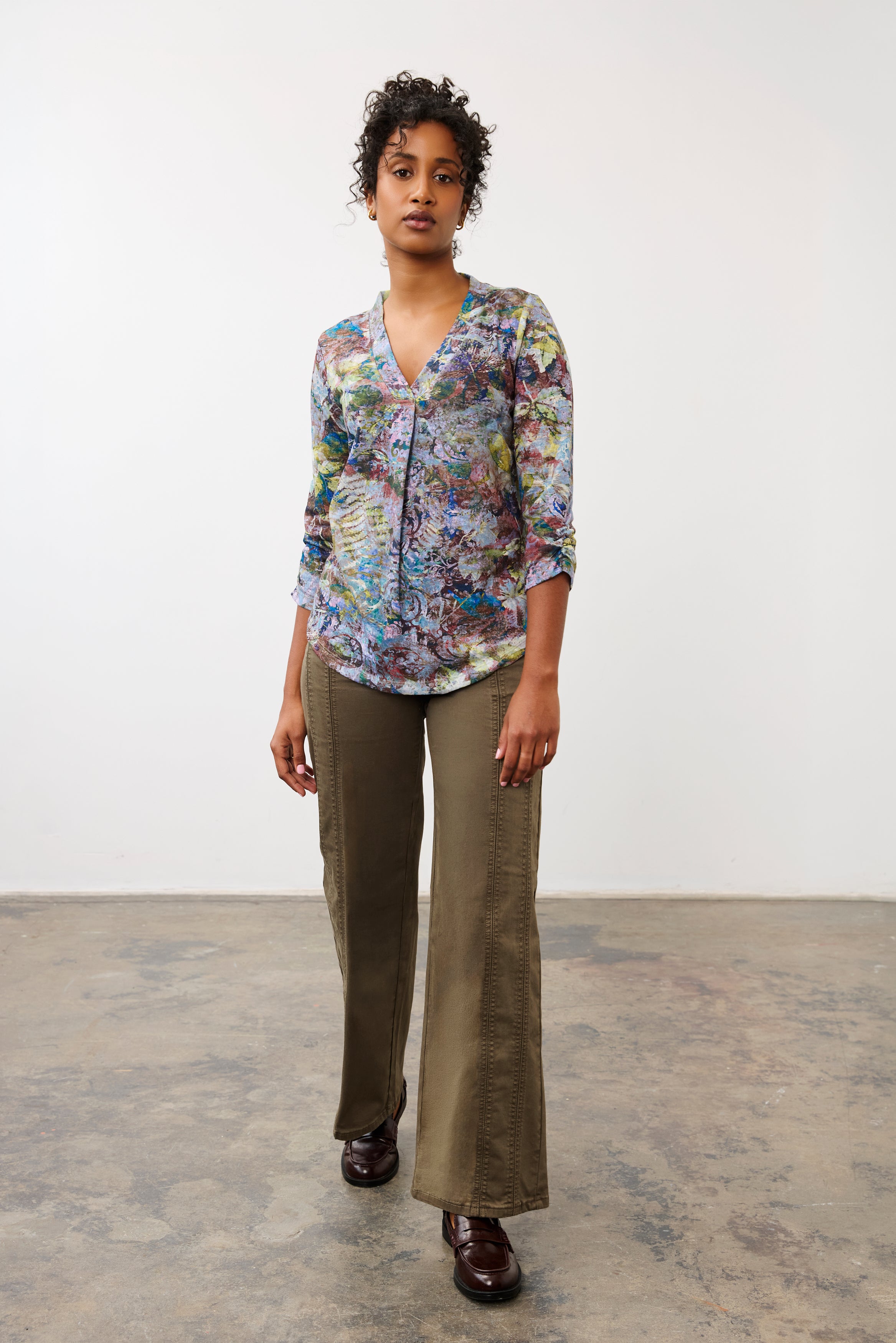 FDJ Olivia Wide Leg Euro Twill Jeans--Olive