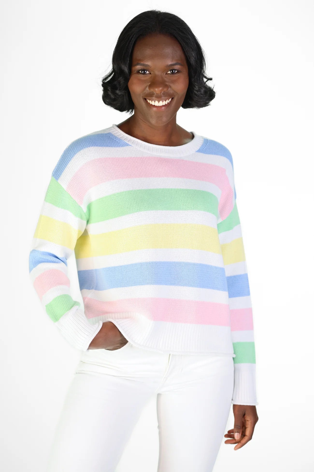 Pastel Stripe Beach Sweater by Duffield Lane