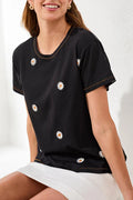 Embroidered Daisy Print T-Shirt by Tribal