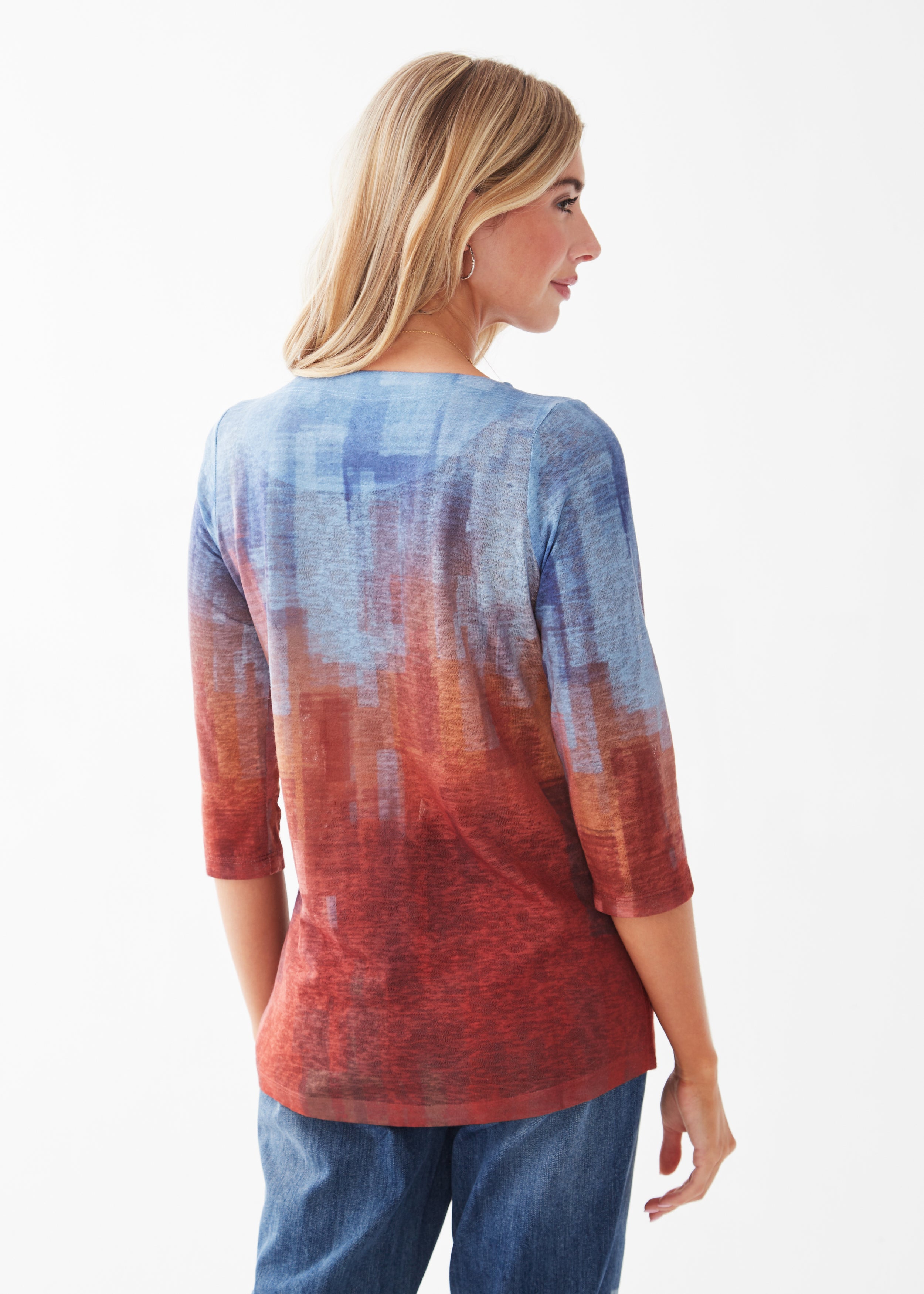 Block Landscape Printed Top by FDJ