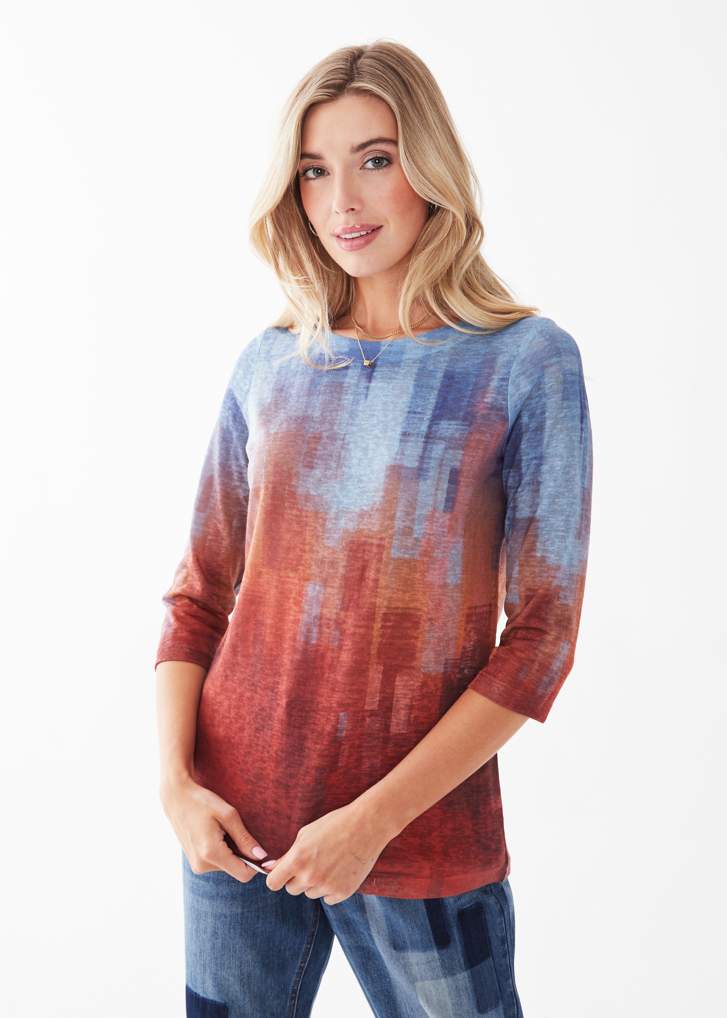 Block Landscape Printed Top by FDJ