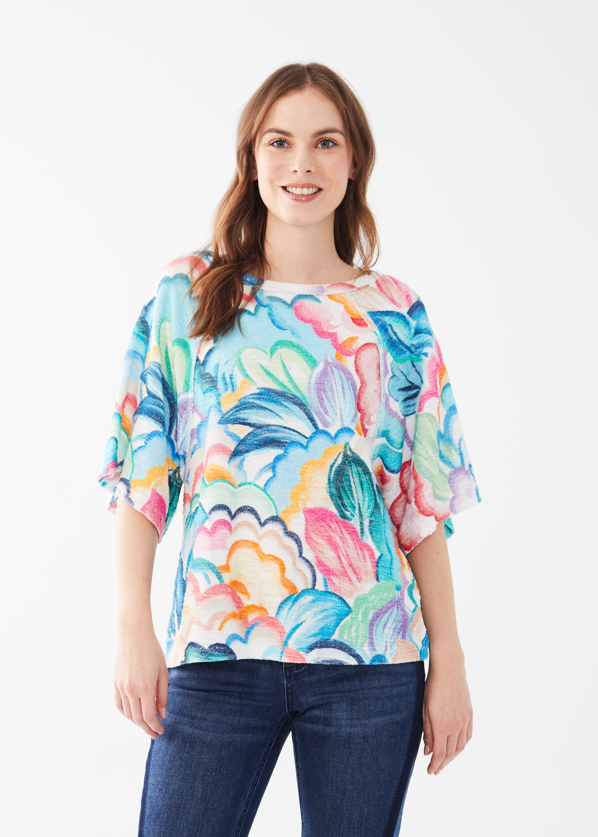 Tropical Clouds Printed Terry Top by FDJ