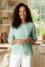 Crinkle Cotton Stripe Overlay Pocket Top by Habitat