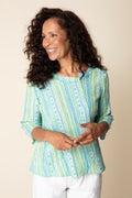Crinkle Cotton Stripe Overlay Pocket Top by Habitat