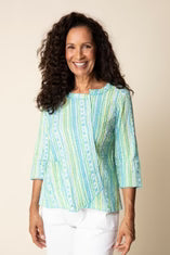 Crinkle Cotton Stripe Overlay Pocket Top by Habitat