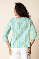 Crinkle Cotton Stripe Overlay Pocket Top by Habitat