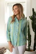 Aloe Crinkle Cotton Stripe Side Panel Shape Shirt by Habitat