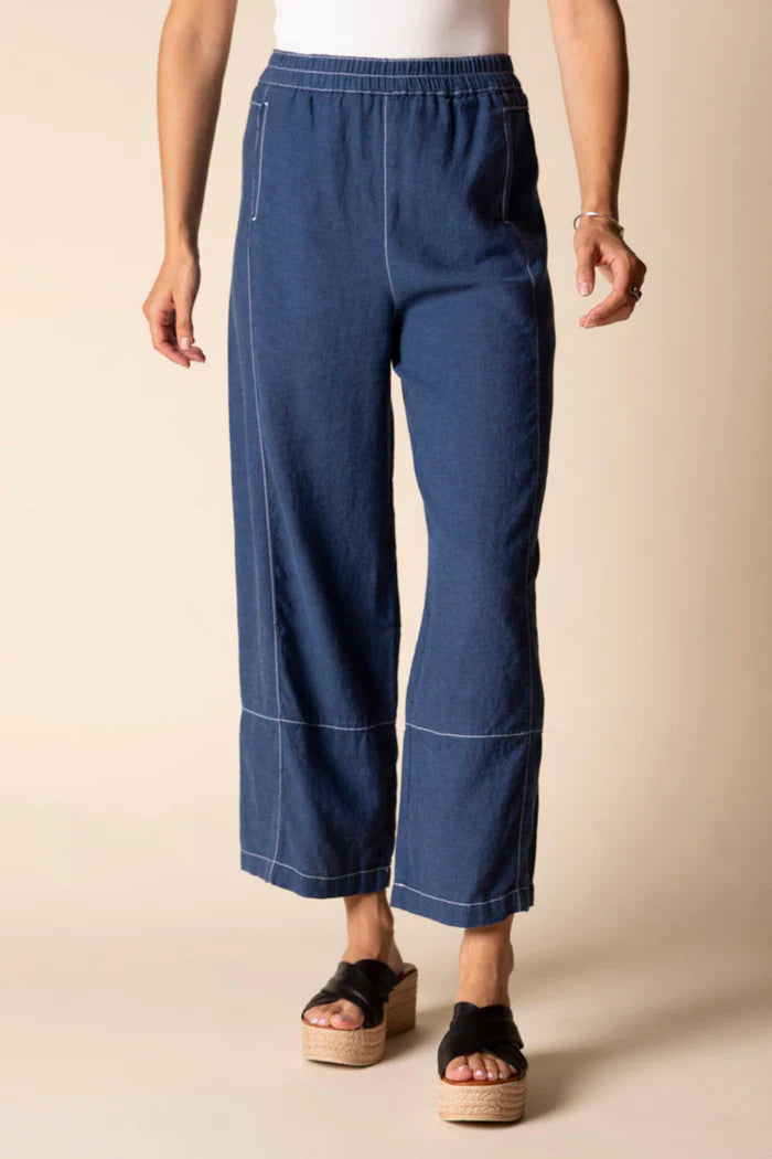 Contrast Seamed Linen Crop Pant by Habitat