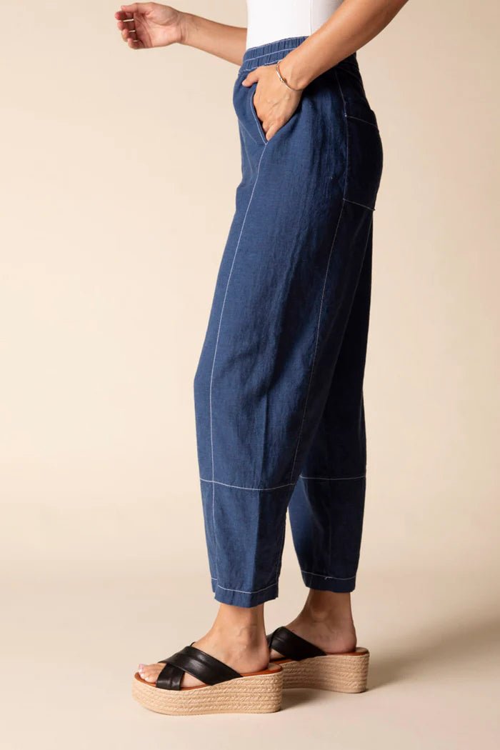 Contrast Seamed Linen Crop Pant by Habitat