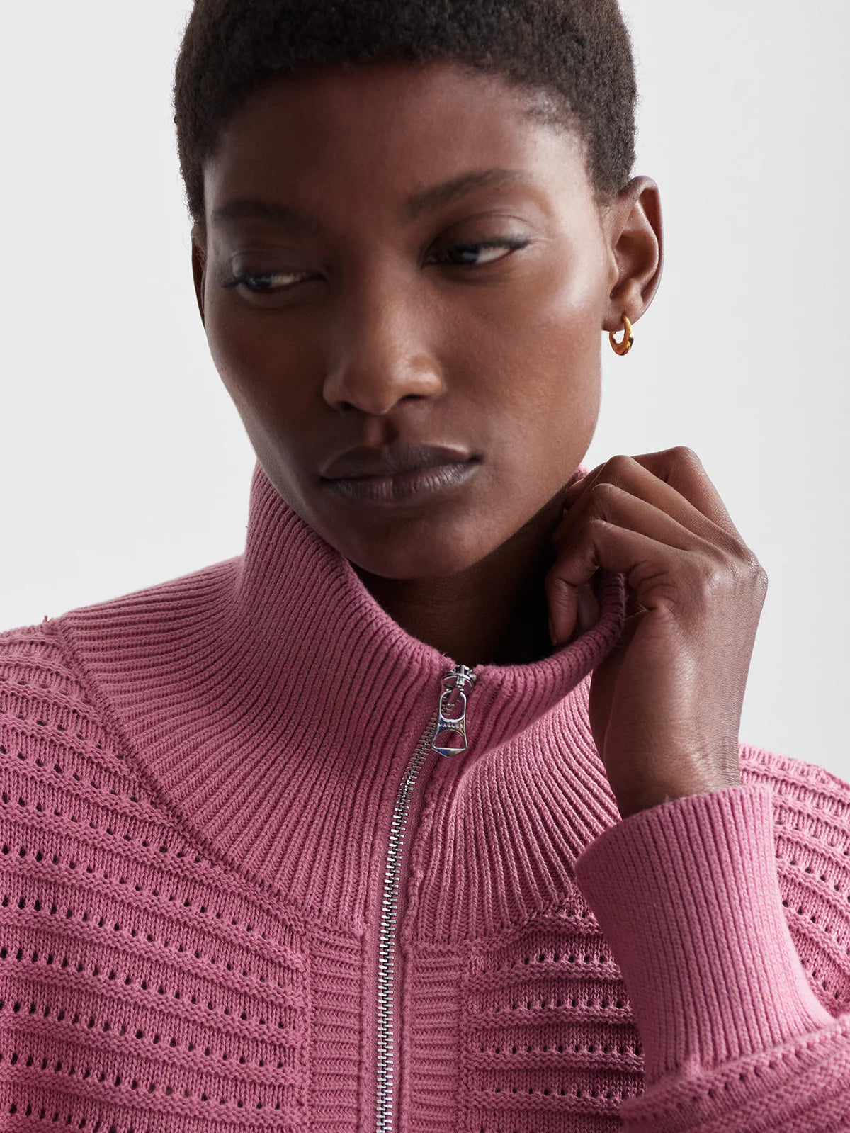 Tara Pointelle Half-Zip Sweater by Varley
