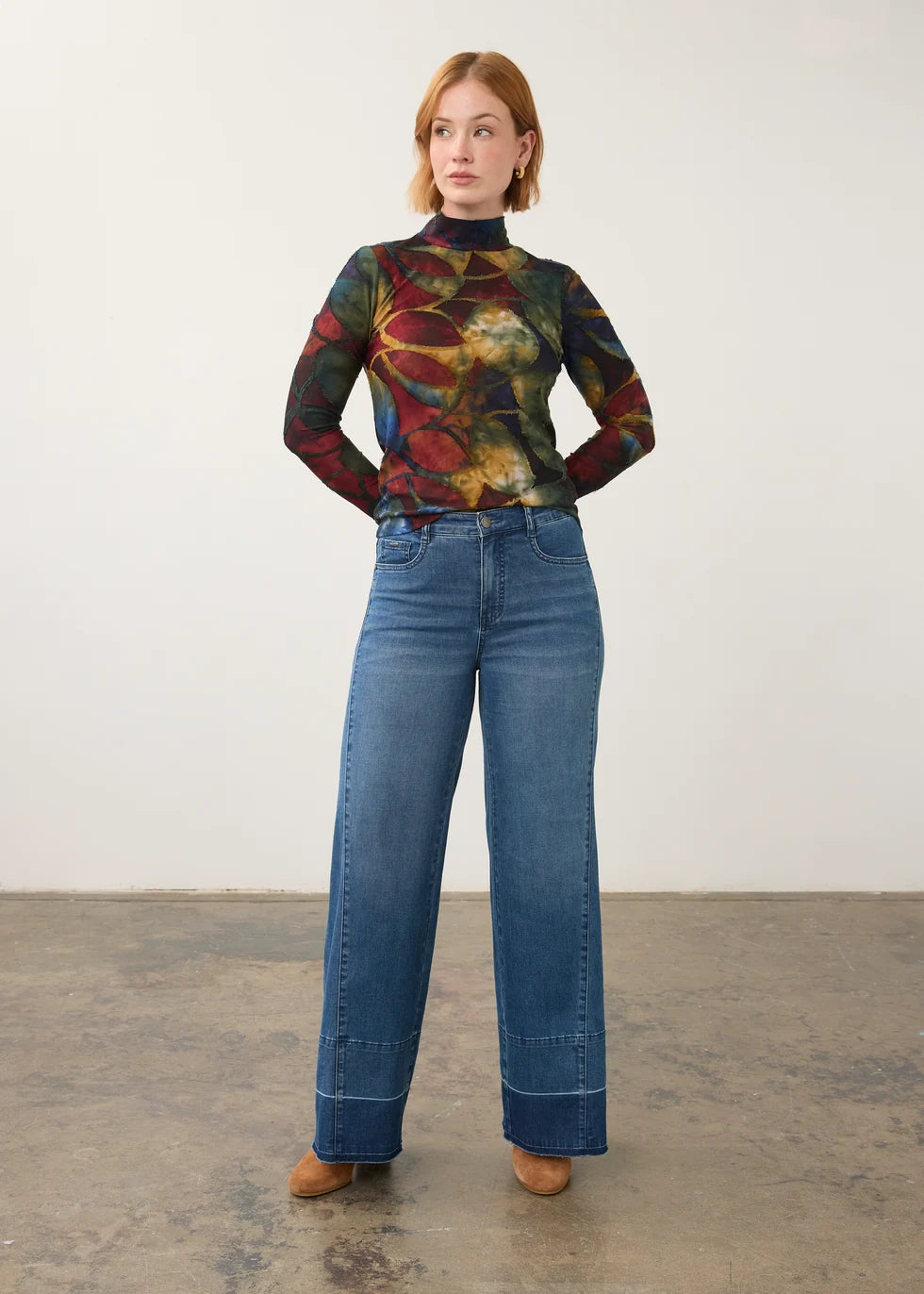 FDJ Long Sleeve Mock Neck Top, Autumnal