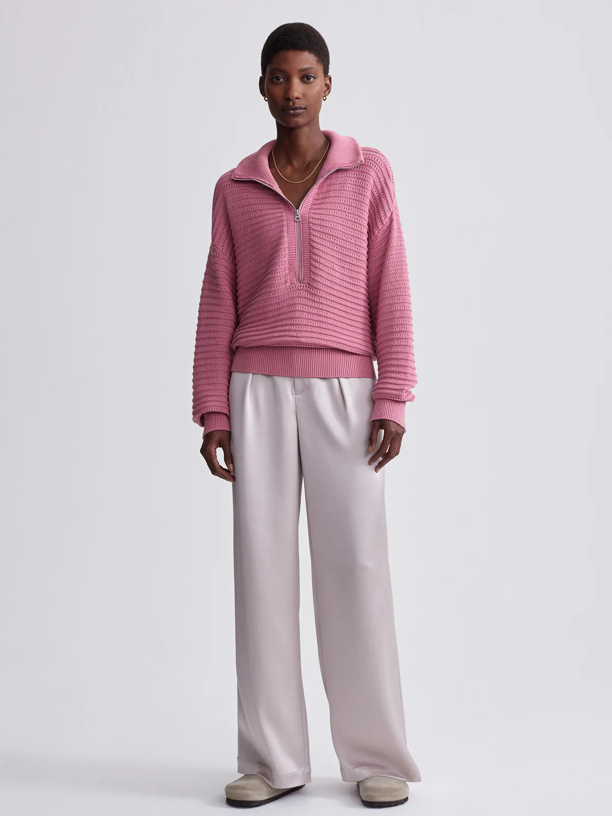 Tara Pointelle Half-Zip Sweater by Varley