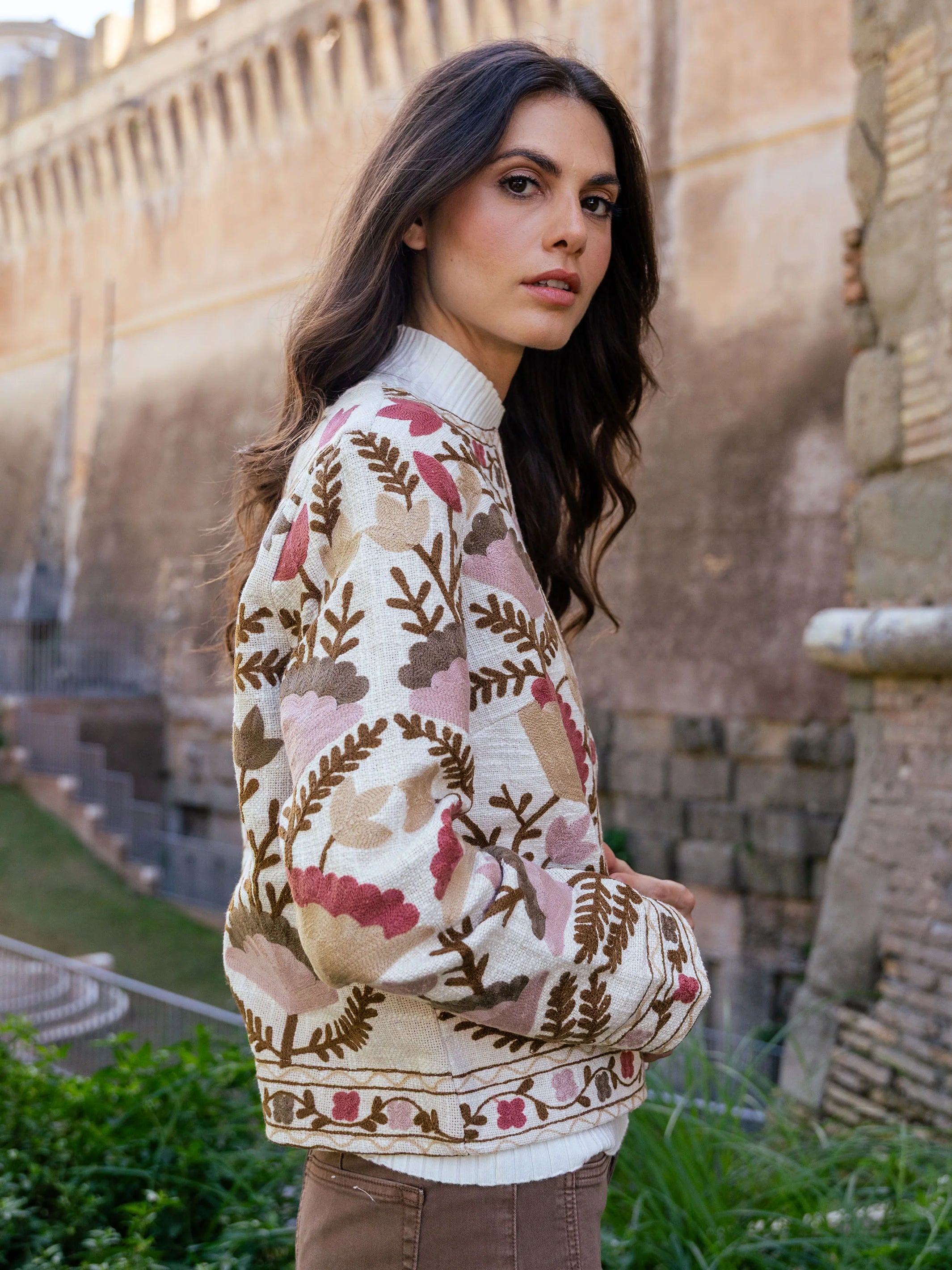 Embroidered Open Front Jacket by Charlie B