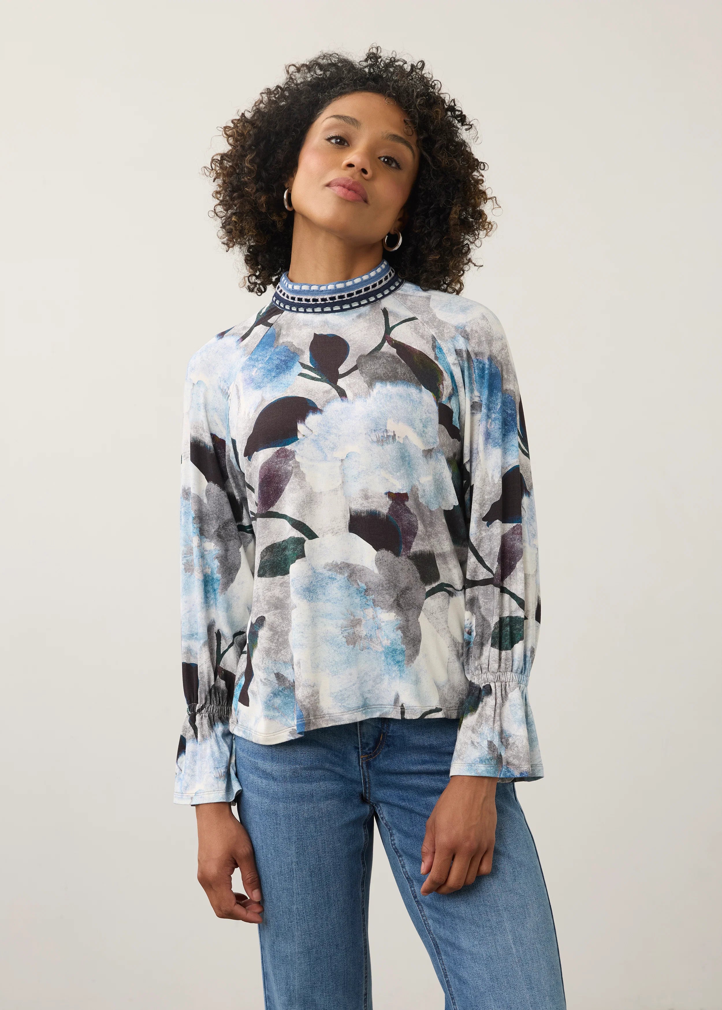 FDJ French Dressing Jeans Bow Back Top in Blue De Winter Floral