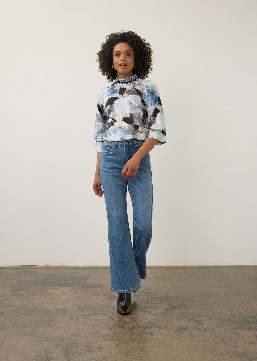 FDJ French Dressing Jeans Bow Back Top in Blue De Winter Floral