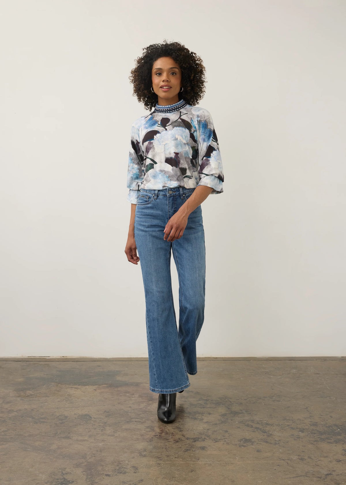 FDJ French Dressing Jeans Bow Back Top in Blue De Winter Floral