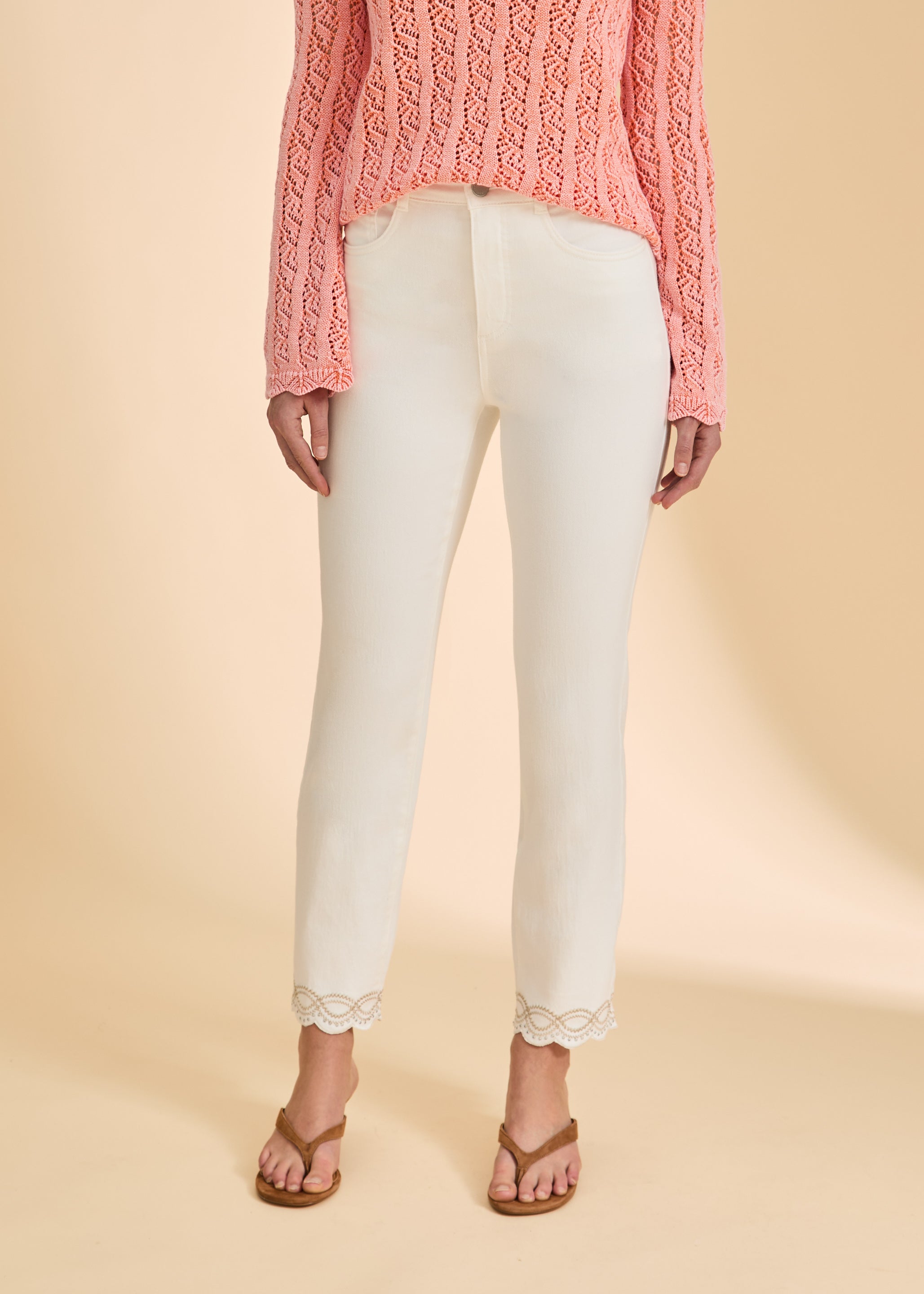 Suzanne Ankle Jean with Embellished Hem by FDJ