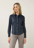 FDJ Faux Suede Button-Up Shirt
