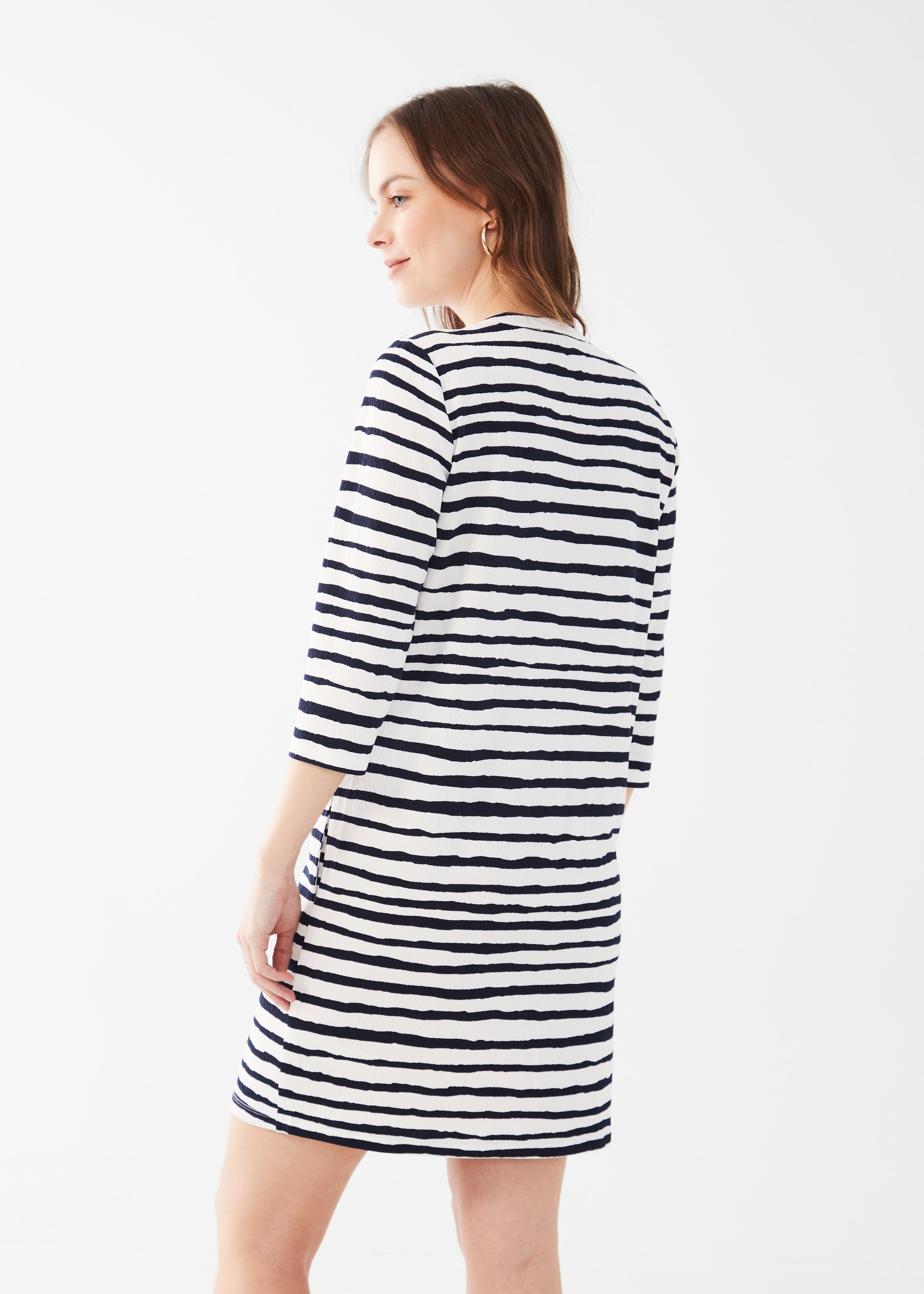 Nautical Striped V-neck Dress by FDJ