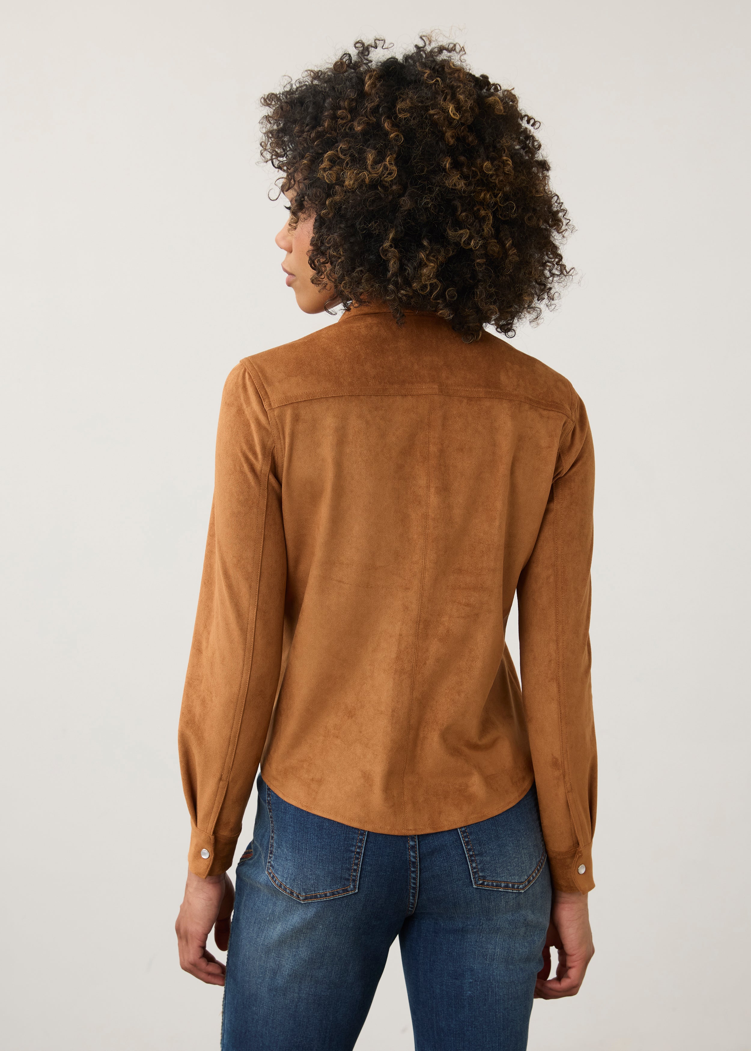 FDJ Faux Suede Button-Up Shirt
