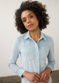 FDJ Faux Suede Button-Up Shirt
