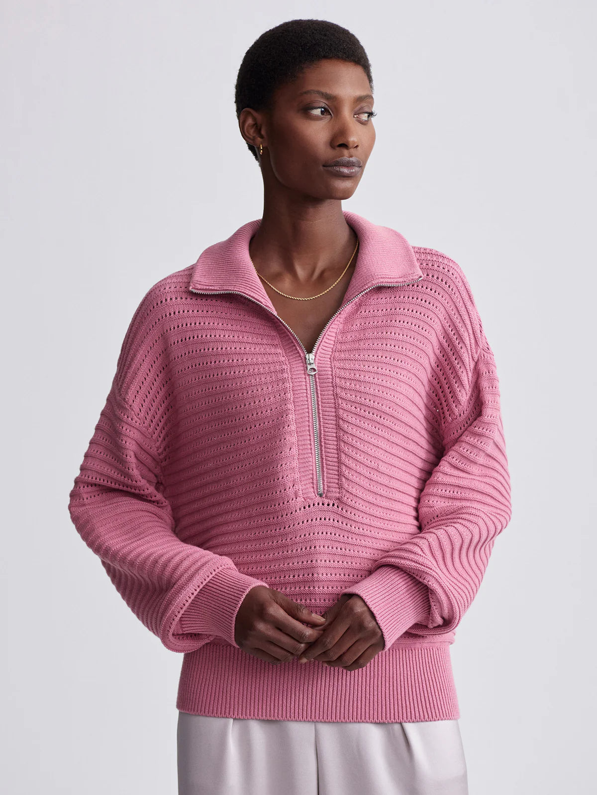 Tara Pointelle Half-Zip Sweater by Varley