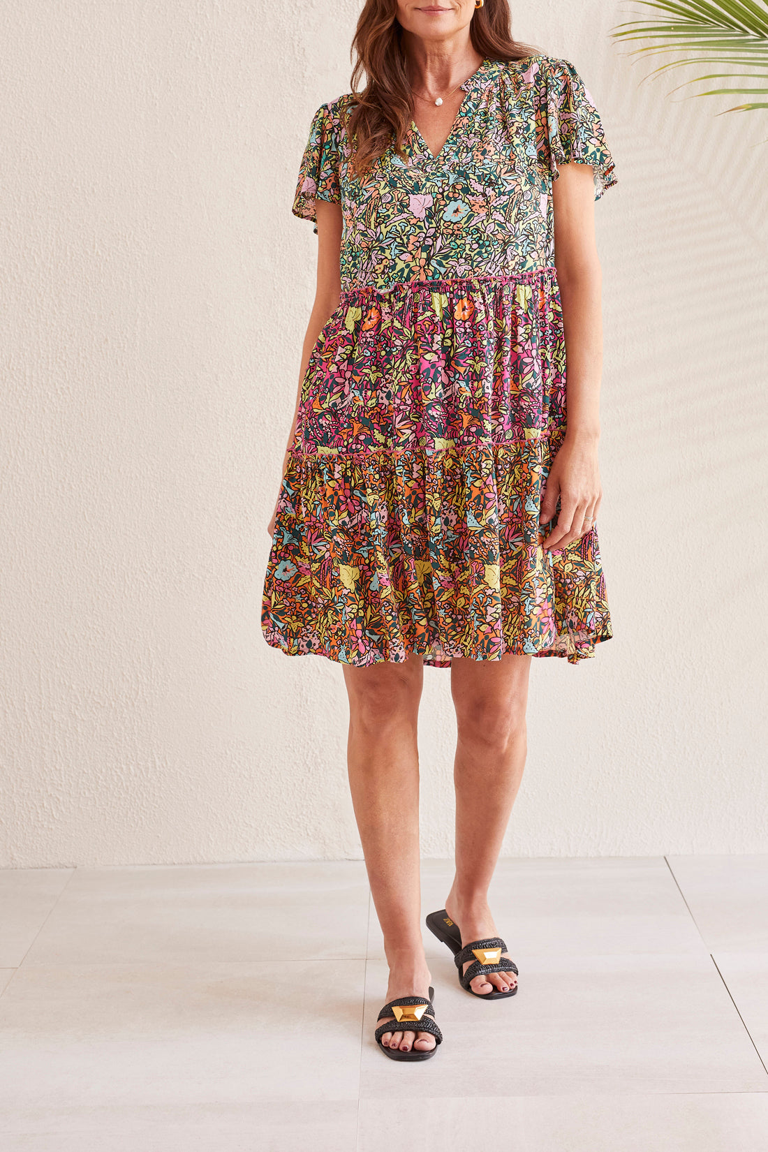 Ditzy Printed Tiered Dress by Tribal