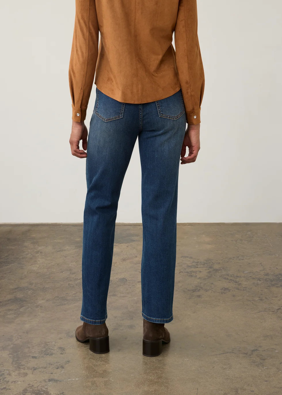 FDJ Pull On Straight Ankle Denim Jeans