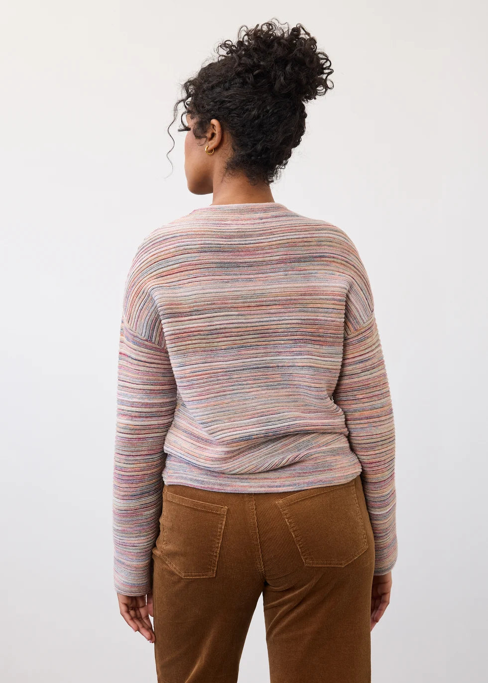FDJ Boat Neck Long Sleeve Sweater, Multi Spacedye