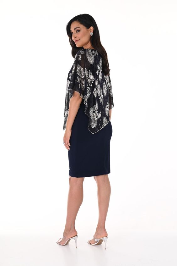 Sheath Special Occasion  Dress with Foil Print Overlay by Frank Lyman