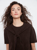 Charlie B Combined Sleeve Detail Faux-Layered Sweater--Coffee