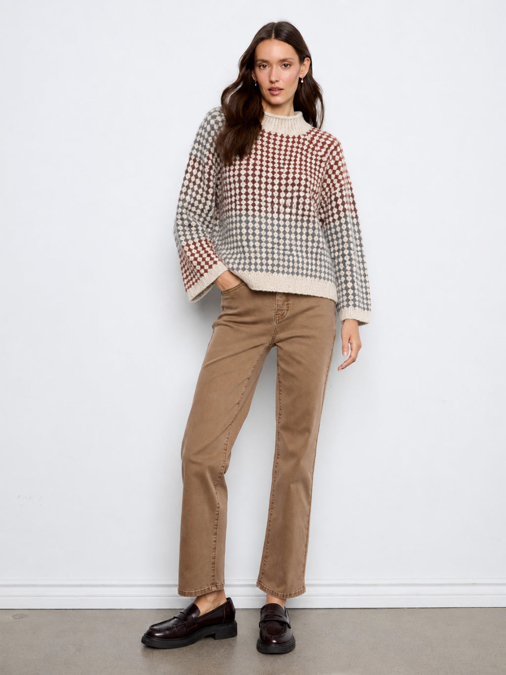 High Neck Multicolor Sweater by Charlie B