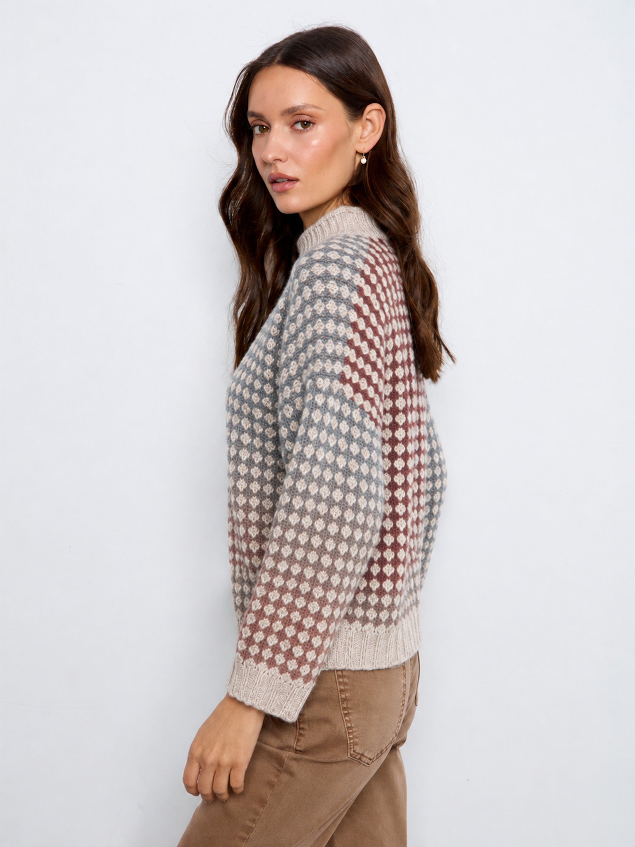 High Neck Multicolor Sweater by Charlie B
