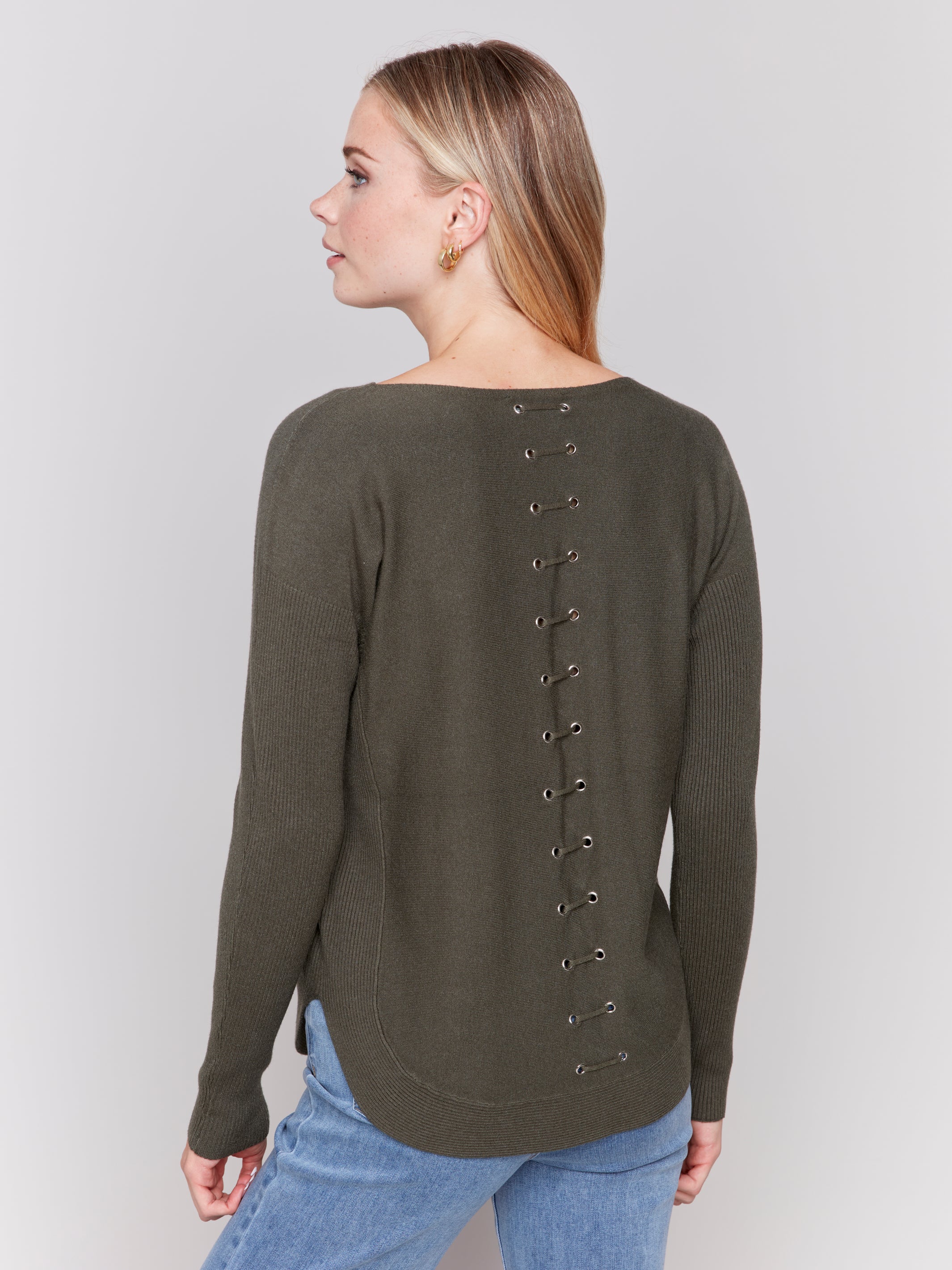 Plushy Sweater with Eyelet Details by Charlie B