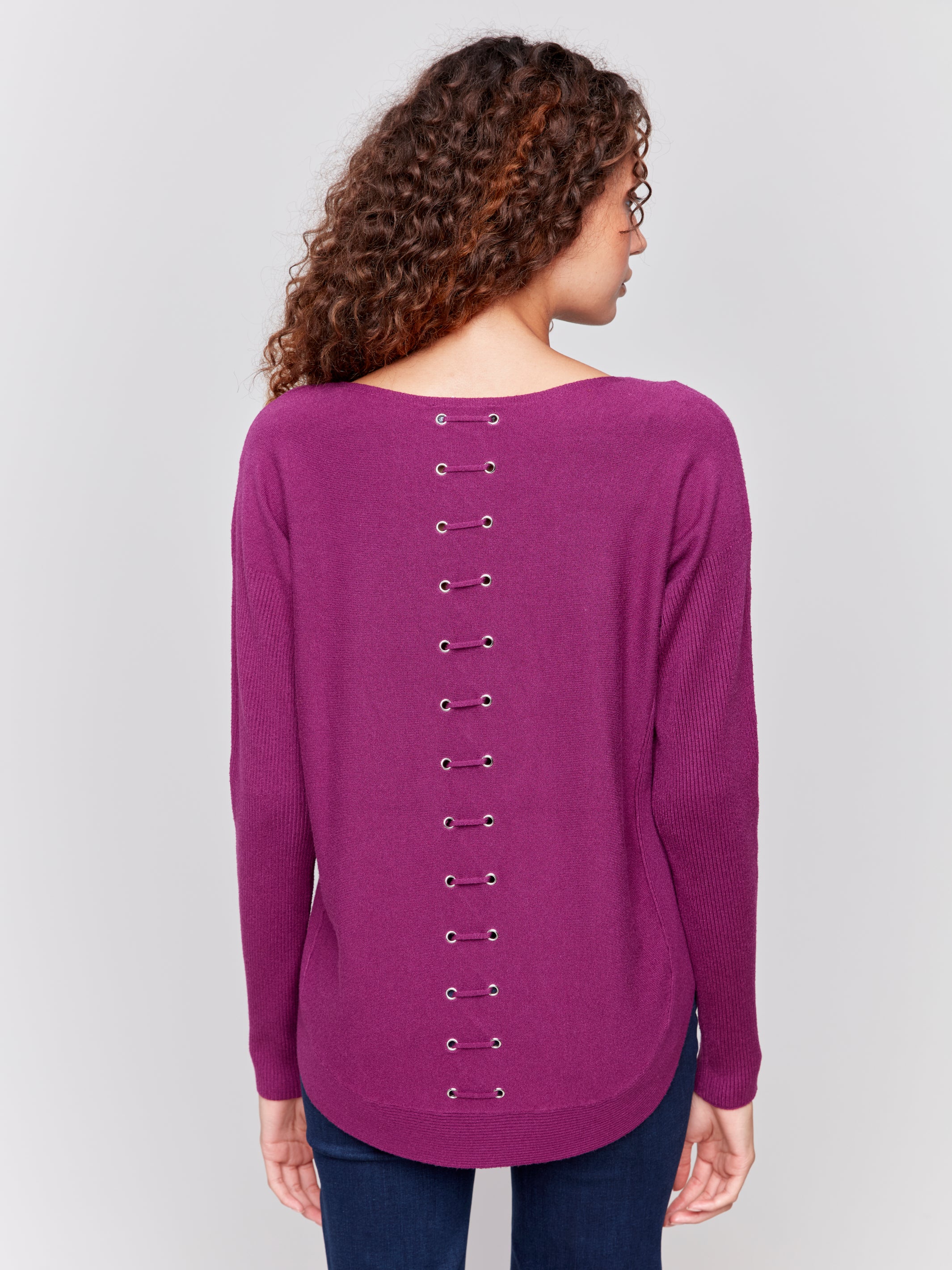 Plushy Sweater with Eyelet Details by Charlie B