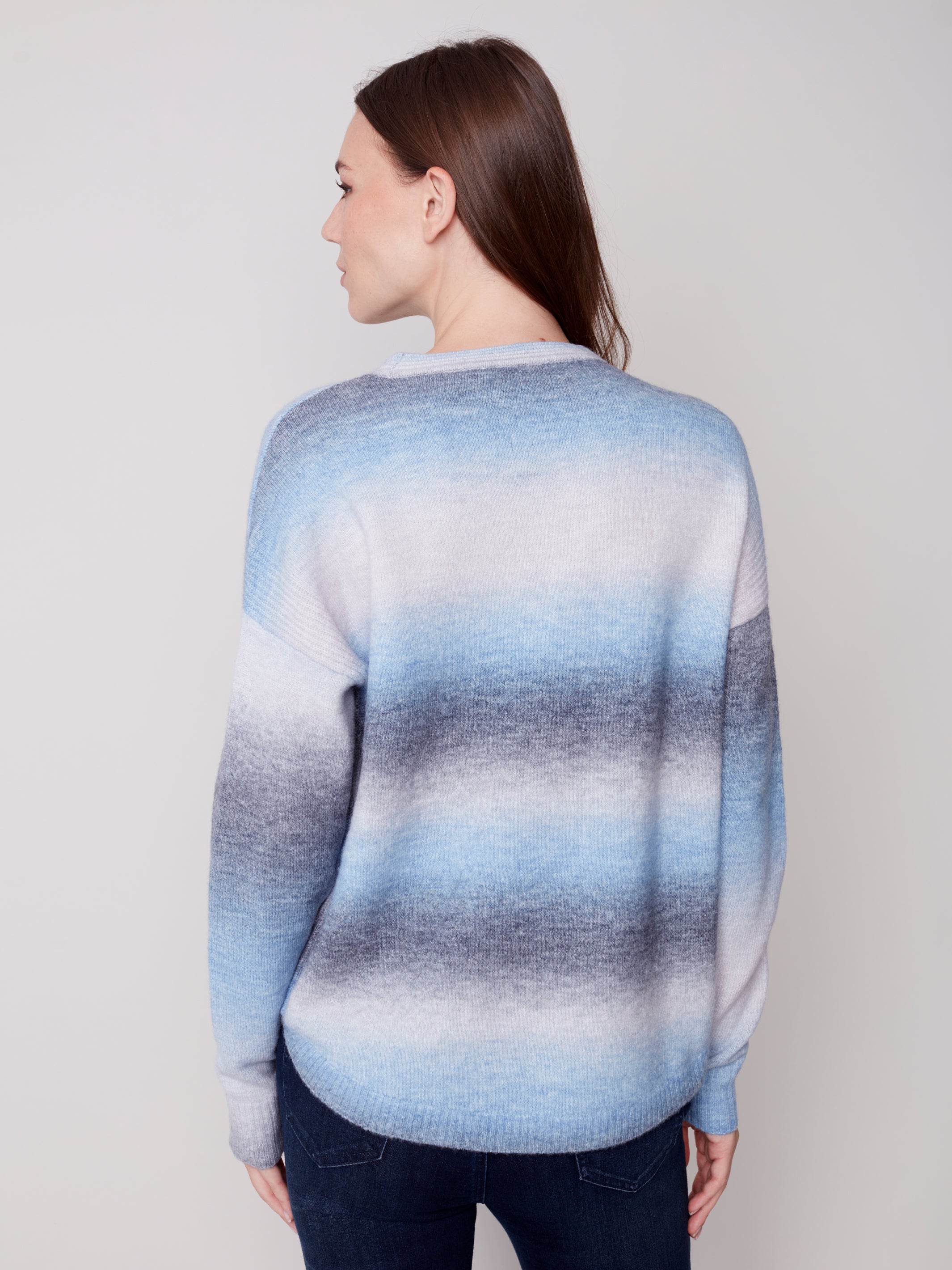 Printed Sweater with Removable Cowl Scarf by Charlie B