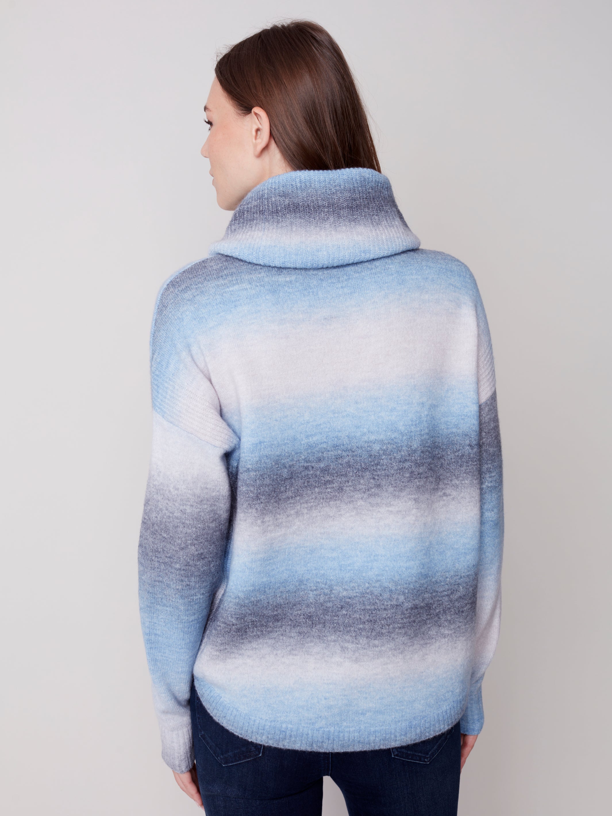 Printed Sweater with Removable Cowl Scarf by Charlie B