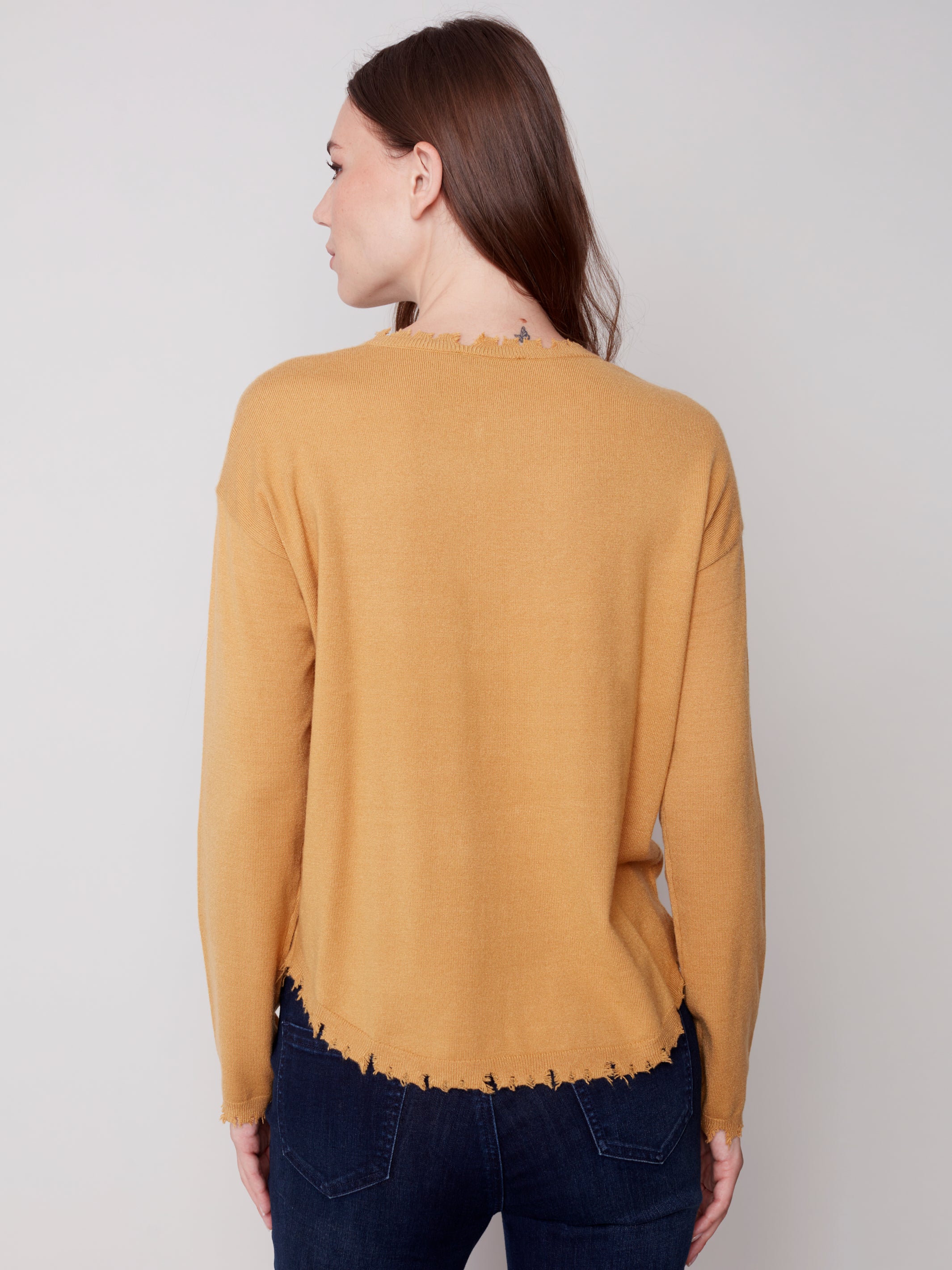 Plushy Sweater with Frayed Edge Detail by Charlie
