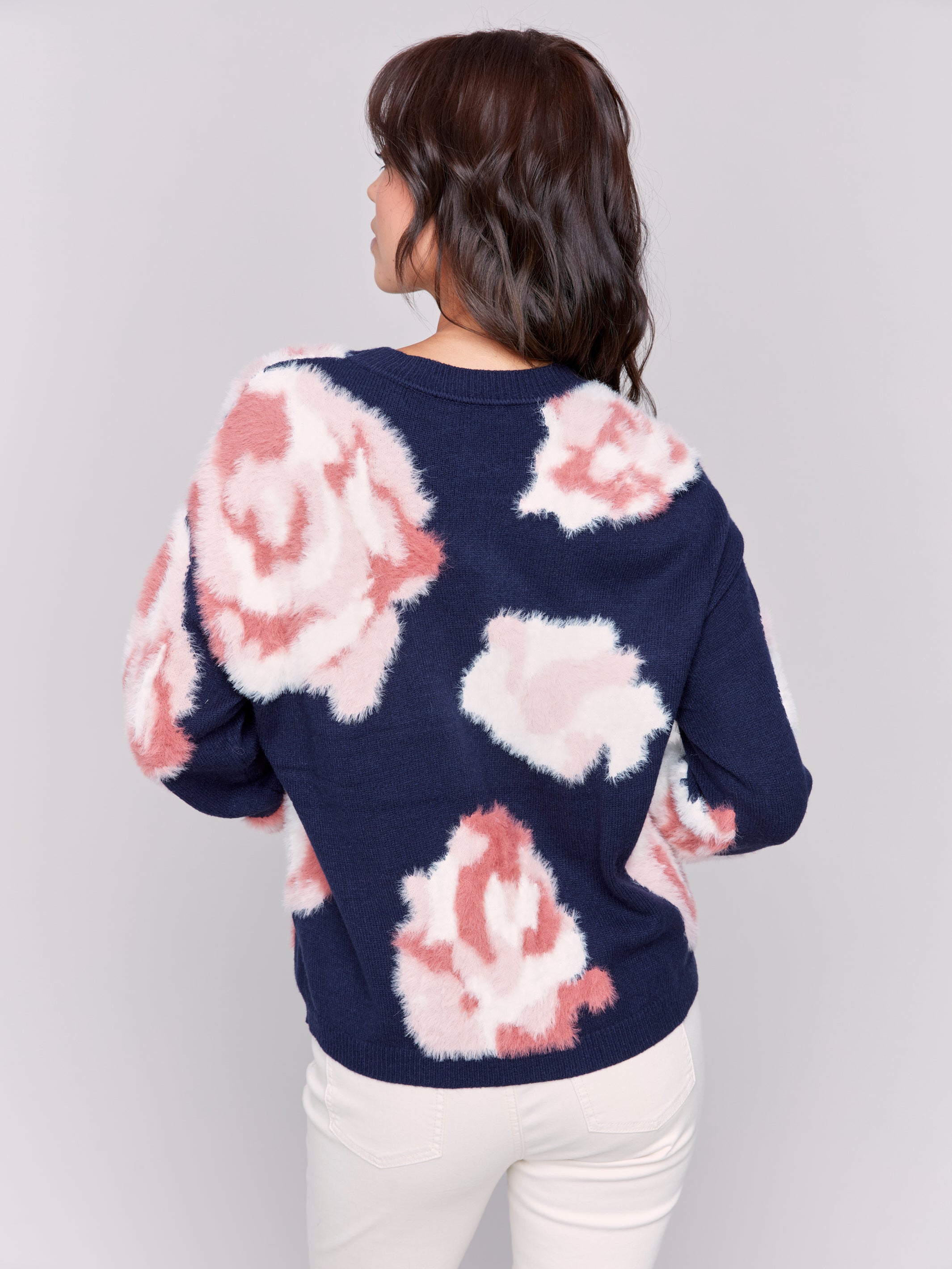 Floral Jacquard Crew Neck Sweater by Charlie B